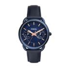 Fossil Tailor Multifunction Blue Leather Watch  Jewelry - Es4092