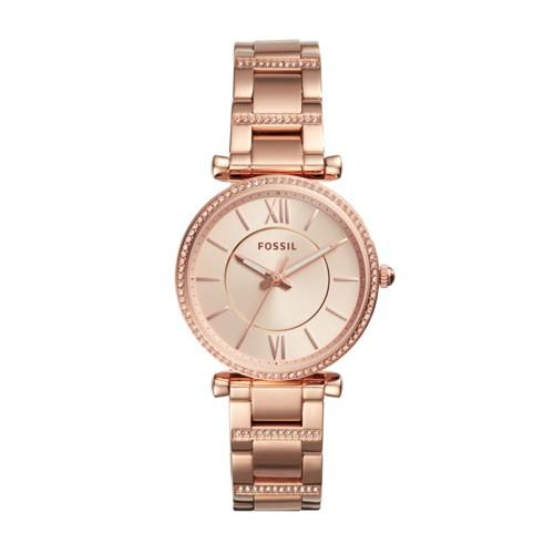 Fossil Carlie Three-hand Rose Gold-tone Stainless Steel Watch  Jewelry - Es4301