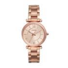 Fossil Carlie Three-hand Rose Gold-tone Stainless Steel Watch  Jewelry - Es4301
