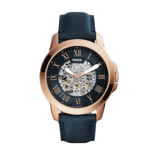 Fossil Grant Automatic Blue Leather Watch  Jewelry - Me3102