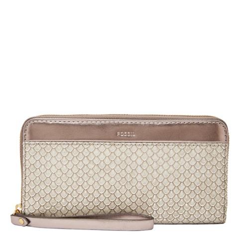 Fossil Jori Rfid Zip Clutch  Wallet Grey Multi- Swl1983258