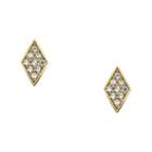 Fossil Diamond Gold-tone Stainless Steel Studs  Jewelry - Jof00405710