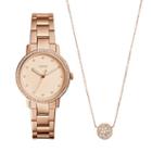 Fossil Neely Three-hand Rose Gold-tone Stainless Steel Watch And Jewelry Box Set  Jewelry - Es4330set