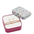 Fossil Heart Rose Gold-tone Stainless Steel Studs And Bracelet Box Set  Jewelry - Jf03051791