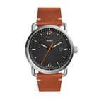 Fossil The Commuter Three-hand Date Light Brown Leather Watch  Jewelry - Fs5328