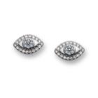 Fossil Eye Crystal Silver-tone Studs Jf02327040