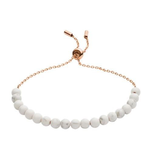 Fossil Beaded Rose Gold-tone Stainless Steel Bracelet  Jewelry - Jof00512791