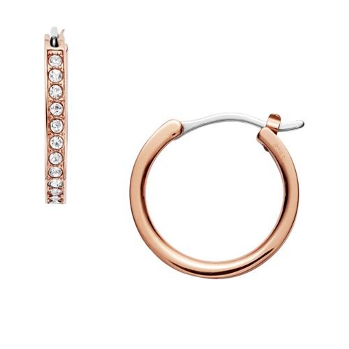 Fossil Glitz Rose Gold-tone Steel Huggie Hoops  Jewelry Rose Gold- Jof00338791