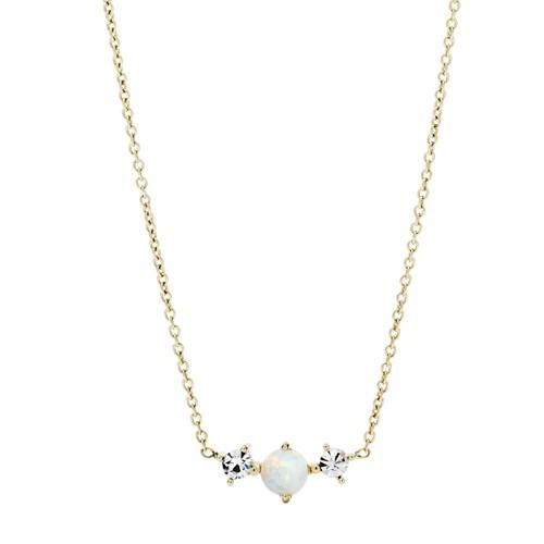 Fossil Iridescent Gold-tone Stainless Steel Necklace  Jewelry Gold- Jf03070710