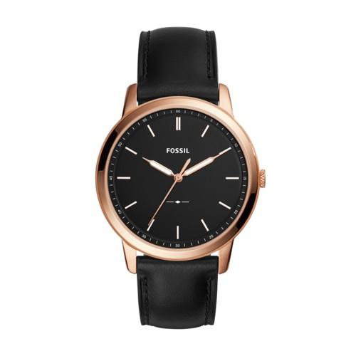 Fossil The Minimalist Slim Three-hand Black Leather Watch  Jewelry - Fs5376