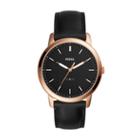 Fossil The Minimalist Slim Three-hand Black Leather Watch  Jewelry - Fs5376