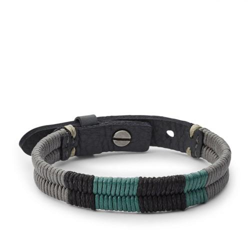 Fossil Vintage Casual Braided Leather Bracelet - Gray Ja6808040