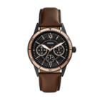 Fossil Flynn Sport Multifunction Brown Leather Watch  Jewelry - Bq2378