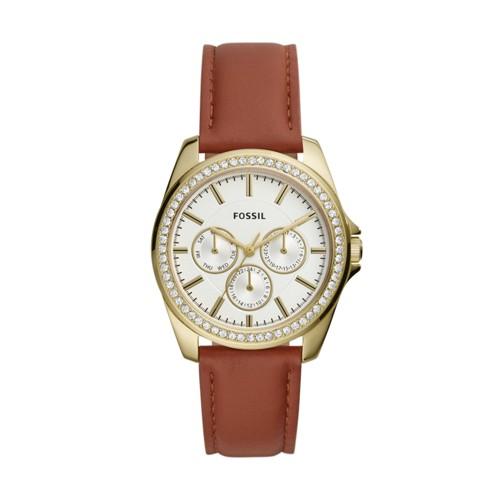 Fossil Janice Multifunction Brown Leather Watch  Jewelry - Bq3414