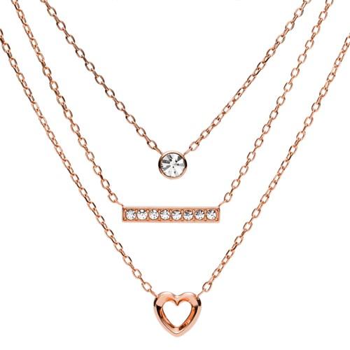 Fossil Multi-strand Rose Gold-tone Steel Convertible Necklaces  Jewelry Rose Gold- Jof00267791