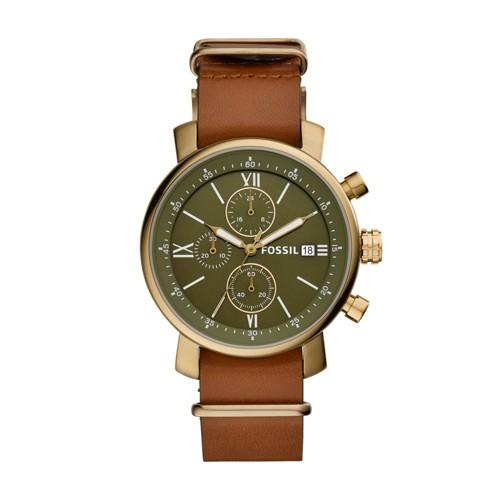 Fossil Rhett Chronograph Luggage Leather Watch  Jewelry - Bq2452