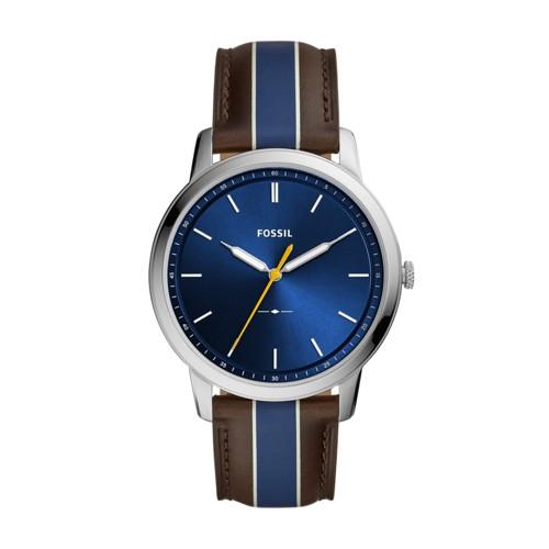 Fossil Minimalist Three-hand Striped Brown Leather Watch  Jewelry - Fs5554