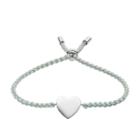 Fossil Heart Aqua Blue Nylon Bracelet  Jewelry Silver- Jf03078040