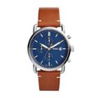 Fossil The Commuter Chronograph Light Brown Leather Watch  Jewelry - Fs5401