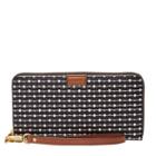 Fossil Emma Rfid Large Zip Clutch  Wallet Black/cream- Sl7199080