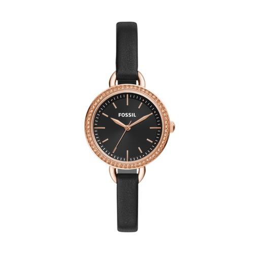 Fossil Classic Minute Three hand Black Leather Watch Jewelry