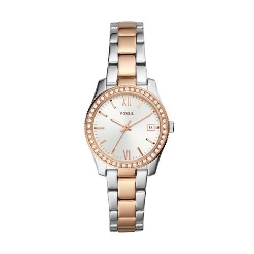 Fossil Scarlette Three-hand Date Two-tone Stainless Steel Watch  Jewelry - Es4372