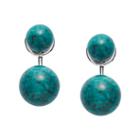 Fossil Turquoise Ball Reconstituted Marble Front-back Earrings  Jewelry Silver- Jof00360040