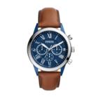 Fossil Flynn Midsize Chronograph Brown Leather Watch  Jewelry - Bq2155