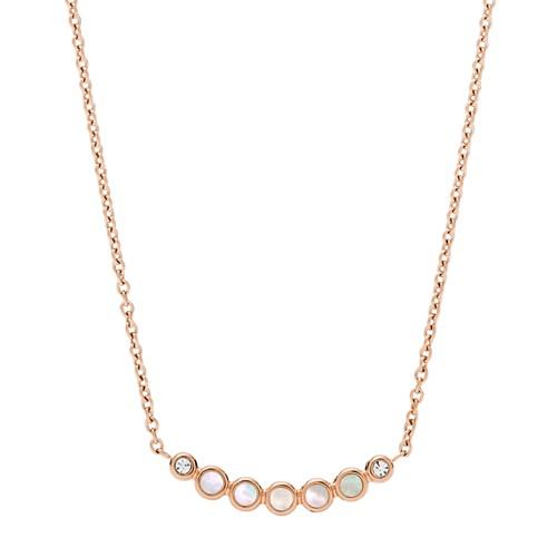 Fossil Iridescent Rose Gold-tone Stainless Steel Necklace  Jewelry Rose Gold- Jf03092791