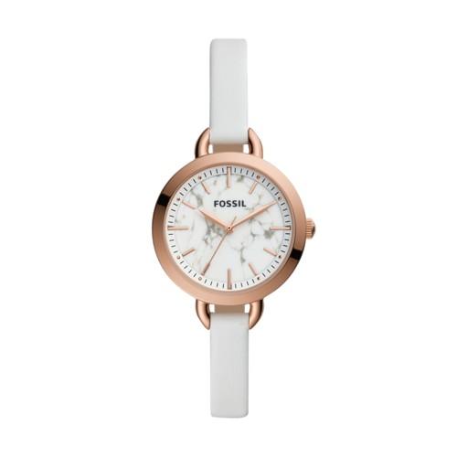 Fossil Classic Minute Three-hand White Leather Watch  Jewelry - Bq3489