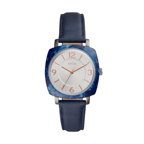 Fossil Blakely Three-hand Blue Leather Watch  Jewelry - Bq3361