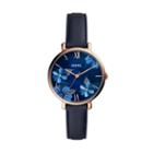 Fossil Jacqueline Three-hand Navy Leather Watch  Jewelry - Es4673