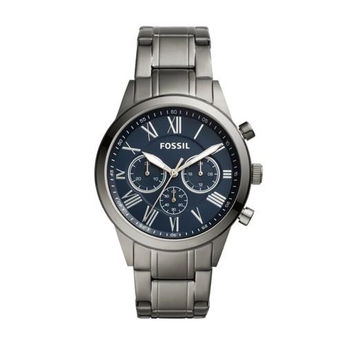 Fossil Flynn Midsize Chronograph Smoke Stainless Steel Watch  Jewelry - Bq1738