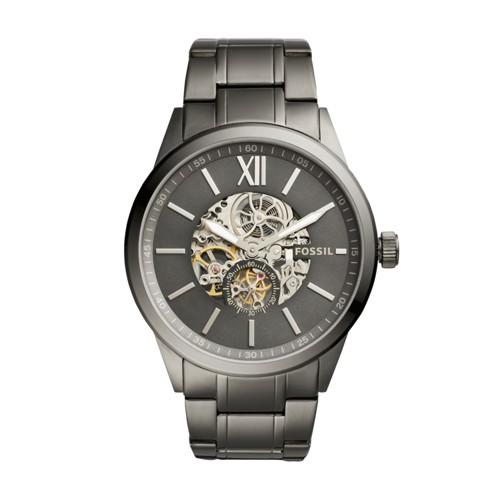 Fossil Flynn Automatic Smoke Stainless Steel Watch  Jewelry - Bq2268