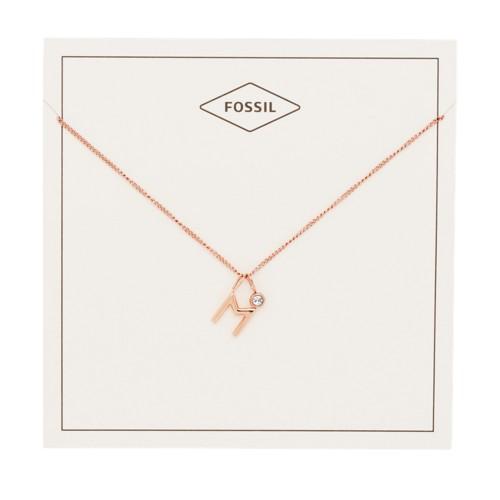 Fossil Letter M Rose Gold-tone Stainless Steel Necklace  Jewelry - Jf03042791