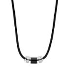 Fossil Black Leather And Black Agate Bead Necklace  Jewelry - Jf02926040