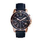 Fossil Grant Sport Chronograph Blue Leather Watch  Jewelry - Fs5237
