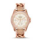 Fossil Riley Multifunction Rose-tone &amp; Sand Leather Watch   - Es3466