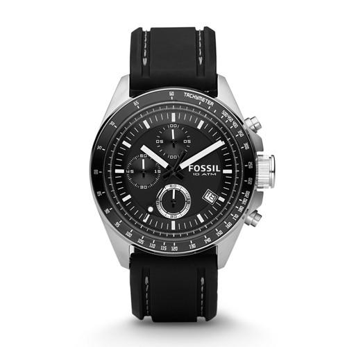 Fossil Decker Chronograph Black Silicone Watch   - Ch2573