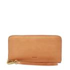 Fossil Emma Rfid Large Zip Clutch  Wallet Tan- Sl7153231