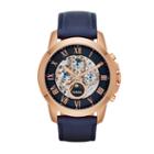 Fossil Grant Automatic Navy Leather Watch   - Me3029