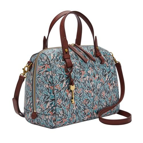 Fossil Rachel Satchel  Handbag Blue Floral- Zb7314452