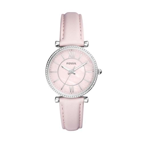 Fossil Carlie Three-hand Pastel Pink Leather Watch  Jewelry - Es4347