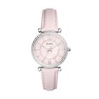 Fossil Carlie Three-hand Pastel Pink Leather Watch  Jewelry - Es4347