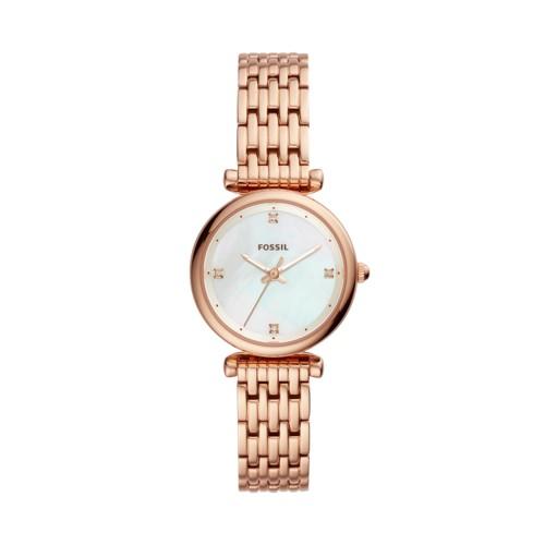 Fossil Carlie Three-hand Rose Gold-tone Stainless Steel Watch  Jewelry - Es4429