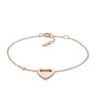 Fossil Heart Rose Gold-tone Steel Bracelet  Jewelry - Jf02831791