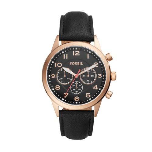 Fossil Flynn Pilot Chronograph Black Leather Watch  Jewelry - Bq2283