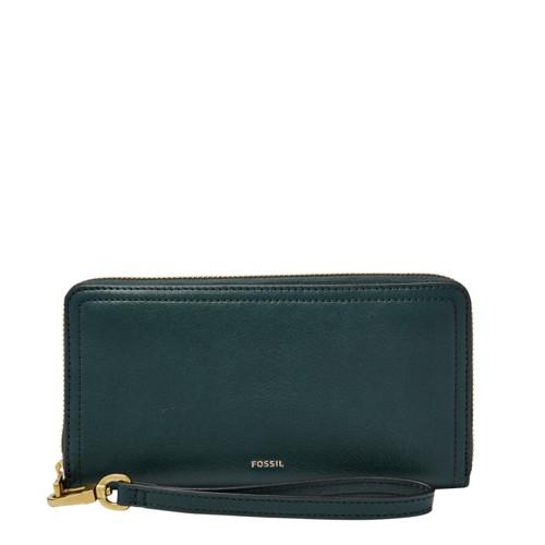 Fossil Logan Rfid Zip Around Clutch  Wallet Teal- Sl7831380