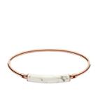 Fossil White Reconstituted Marble Plaque Rose Gold-tone Steel Bangle  Jewelry Rose Gold- Jof00366791