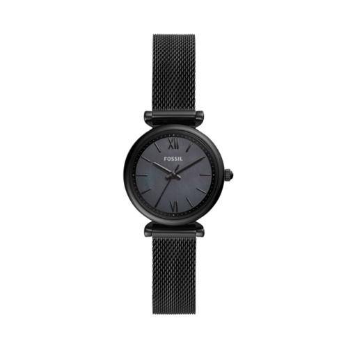 Fossil Carlie Mini Three-hand Black Stainless Steel Watch  Jewelry - Es4613